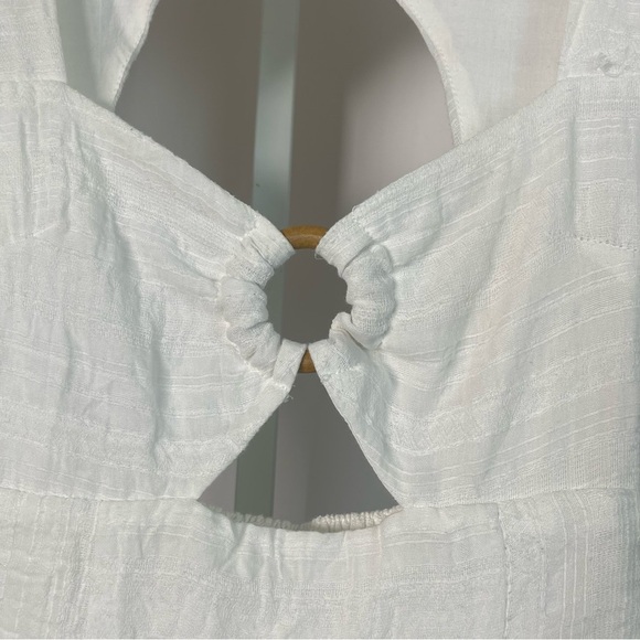 Mahina Small Gauze Puff Sleeve Keyhold Cutout Open Back Cottagecore Dress - Picture 3 of 9